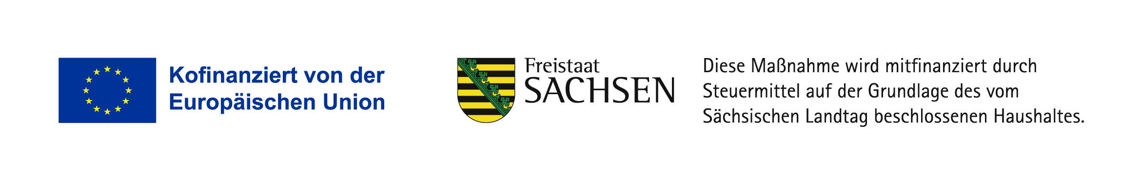 Logos der Förderung: EU und Freistaat Sachsen